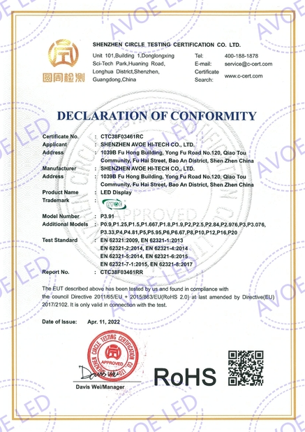 China Shen Zhen AVOE Hi-tech Co., Ltd. certificaciones